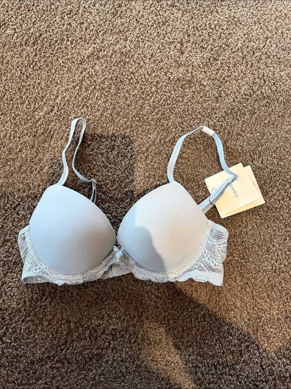 NWT Light Blue Lace-Trim T-Shirt Bra-sz 32B with underwire